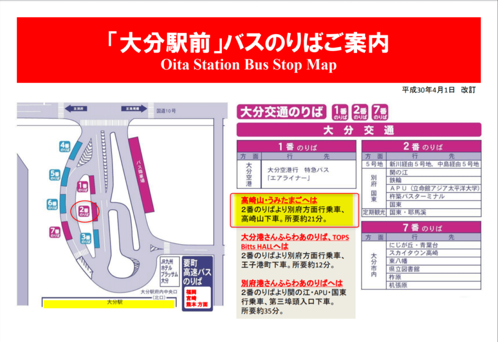 うみたまご バスでの行き方は 大分駅と別府駅からの時刻表と料金をまとめてみた おおいたんナビ